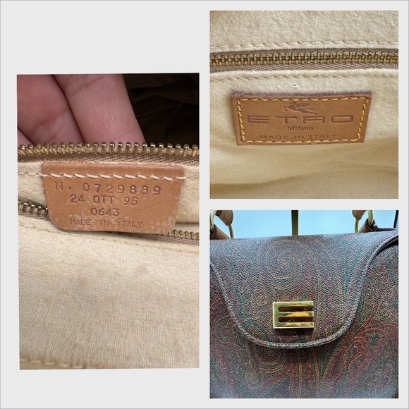 ETRO Milano Paisley Hand Bag PVC Leather Brown Auth# 0729889 - Picture 14 of 15